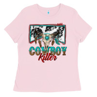 Bubblegum Pink cowboy killer Ladies Tee - texasbilliewilder