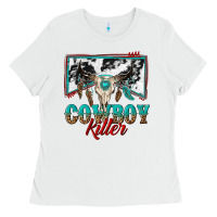 White cowboy killer Ladies Tee - texasbilliewilder