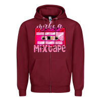 Burgundy make a mixtape cassette Zipper Hoodie - NancyCooperArtShop