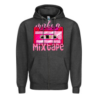 Charcoal Heather make a mixtape cassette Zipper Hoodie - NancyCooperArtShop