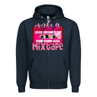 Navy make a mixtape cassette Zipper Hoodie - NancyCooperArtShop