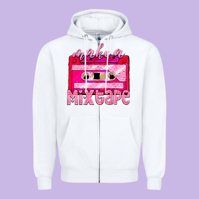 Make A Mixtape Cassette Zipper Hoodie Designed By Nancycooperartshop