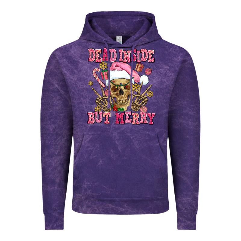 Dead Inside But Merry  Pink Christmas Skeleton Vintage Hoodie by AdoDesignShop | Teevron