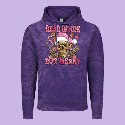 Dead Inside But Merry  Pink Christmas Skeleton Vintage Hoodie Designed By Adodesignshop