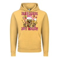 Vintage Mustard dead inside but merry  pink christmas skeleton Vintage Hoodie - AdoDesignShop