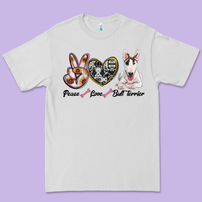 Peace Love Bull Terrier Premium Tee Designed By Ranaportraitstore