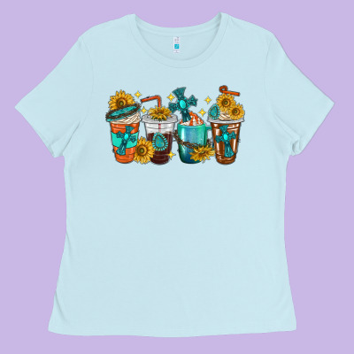 Cross Coffee Cups Ladies Tee Designed By Texasbilliewilder