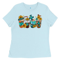 Baby Blue cross coffee cups Ladies Tee - texasbilliewilder