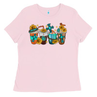 Bubblegum Pink cross coffee cups Ladies Tee - texasbilliewilder