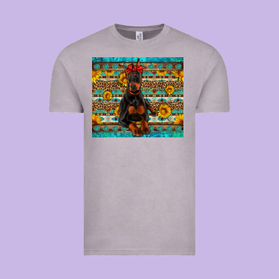 Doberman With Western Background Vintage Tee Designed By Artiststas