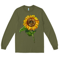 Army Green mammoth sunflower Long Sleeve Tee - LillyAllenDesigns