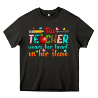 Asphalt this teacher wears her heart on her sleeve Heavy Core Tee - texasbilliewilder