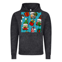 Vintage Black christmas gnomes and gift box seamless pattern Vintage Hoodie - BundleAndBundleShop