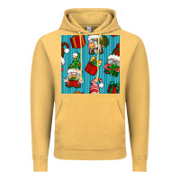 Vintage Mustard christmas gnomes and gift box seamless pattern Vintage Hoodie - BundleAndBundleShop