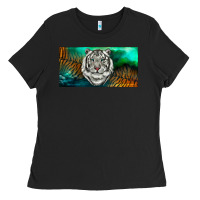 Black white tiger forest license plate Ladies Tee - RanaPortraitStore