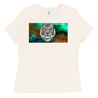 Bone white tiger forest license plate Ladies Tee - RanaPortraitStore