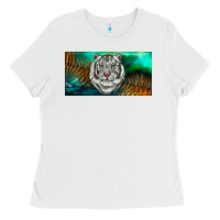 White white tiger forest license plate Ladies Tee - RanaPortraitStore