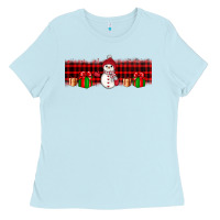 Baby Blue Christmas snowman Ladies Tee - JahusDesignShop