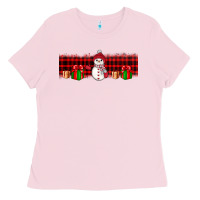 Bubblegum Pink Christmas snowman Ladies Tee - JahusDesignShop