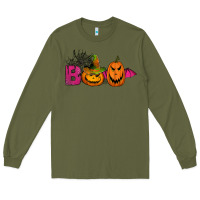 Army Green boo pumpkins Long Sleeve Tee - Jasminsmagicworld
