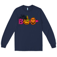 Navy boo pumpkins Long Sleeve Tee - Jasminsmagicworld