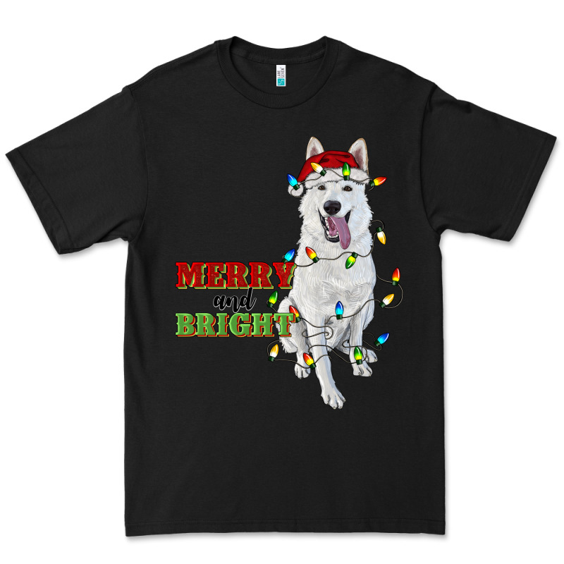 Merry And Bright White Shepherd Premium Tee by RanaPortraitStore | Teevron
