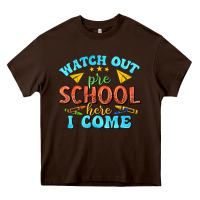 Chocolate Brown watch out pre school here i come Heavy Core Tee - texasbilliewilder