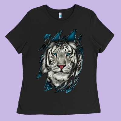 Ladies Tee White Tiger Scratch Mark