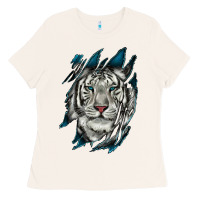Bone White Tiger Scratch Mark Ladies Tee - RanaPortraitStore