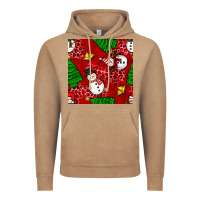Vintage Coffee christmas snowman and trees seamless pattern Vintage Hoodie - BundleAndBundleShop