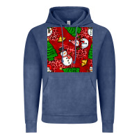 Vintage Denim christmas snowman and trees seamless pattern Vintage Hoodie - BundleAndBundleShop