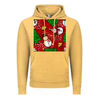 Vintage Mustard christmas snowman and trees seamless pattern Vintage Hoodie - BundleAndBundleShop