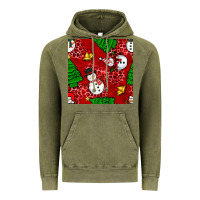 Vintage Olive christmas snowman and trees seamless pattern Vintage Hoodie - BundleAndBundleShop