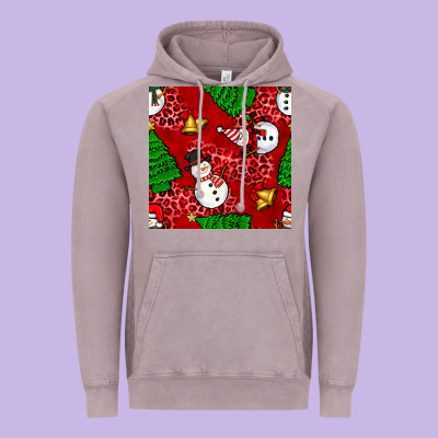 Christmas Snowman And Trees Seamless Pattern Vintage Hoodie Designed By Bundleandbundleshop