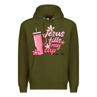 Army Green jesus fills my cup Premium Hoodie - JahusDesignShop