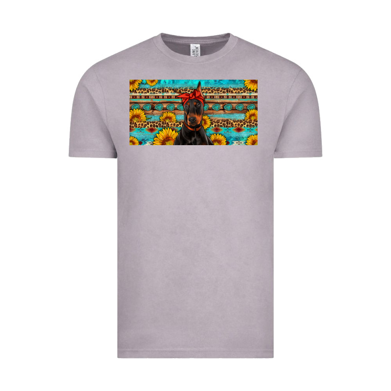 Doberman With Sunflowers License Plate Vintage Tee by Artiststas | Teevron