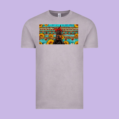 Doberman With Sunflowers License Plate Vintage Tee Designed By Artiststas