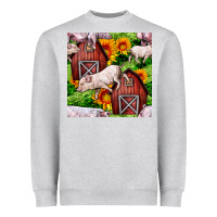Heather Grey Mama And Baby Pig Heavyweight Sweatshirt - BundleAndBundleShop