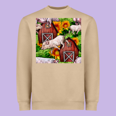 Mama And Baby Pig Heavyweight Sweatshirt Designed By Bundleandbundleshop