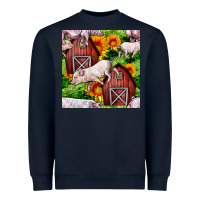 Navy Mama And Baby Pig Heavyweight Sweatshirt - BundleAndBundleShop