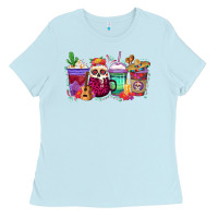 Baby Blue dia de los muertos coffee cups Ladies Tee - texasbilliewilder