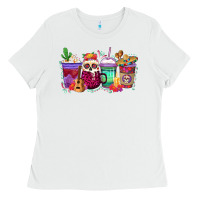 White dia de los muertos coffee cups Ladies Tee - texasbilliewilder