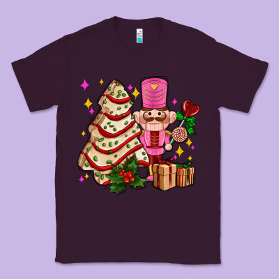 Christmas Tree Cake And Nutcracker With Gifts Ado Classic Tee Designed By Adodesignshop