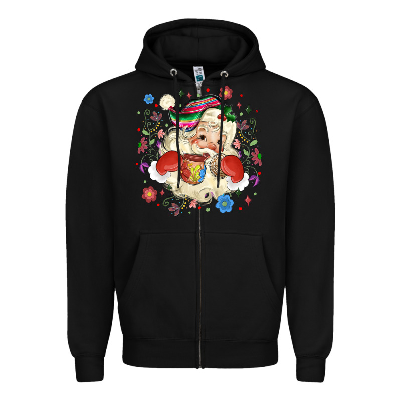 Mexican Christmas Santa Zipper Hoodie by MaliasSmallBusiness | Teevron