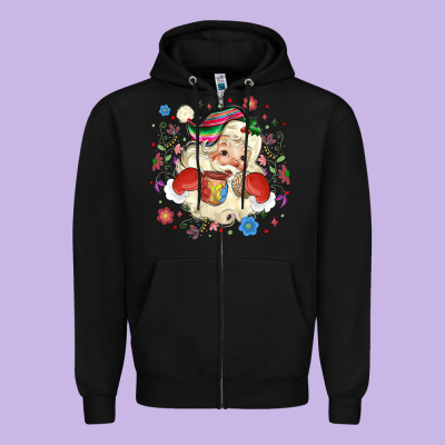 Mexican Christmas Santa Zipper Hoodie Designed By Maliassmallbusiness