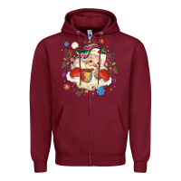 Burgundy mexican christmas santa Zipper Hoodie - MaliasSmallBusiness