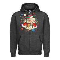 Charcoal Heather mexican christmas santa Zipper Hoodie - MaliasSmallBusiness