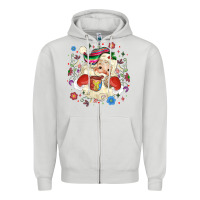 Dove Grey mexican christmas santa Zipper Hoodie - MaliasSmallBusiness