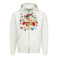 Oatmeal Heather mexican christmas santa Zipper Hoodie - MaliasSmallBusiness