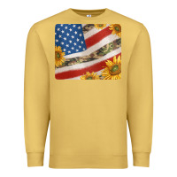 Antique Gold american flag sunflowers and canouflage print veteran mousepad Premium Sweatshirt - Jasminsmagicworld